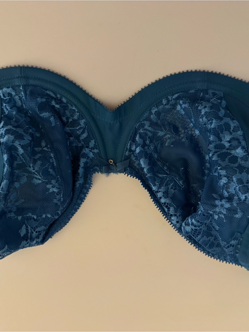 Underwire Strapless Lace Bra — Teal